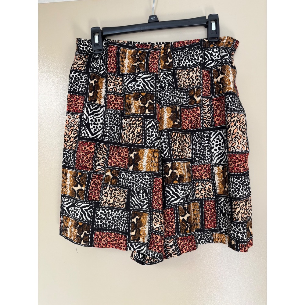 Teddi Petite Vintage Animal Print Patchwork Shorts Brown Black Leopard Zebra PM